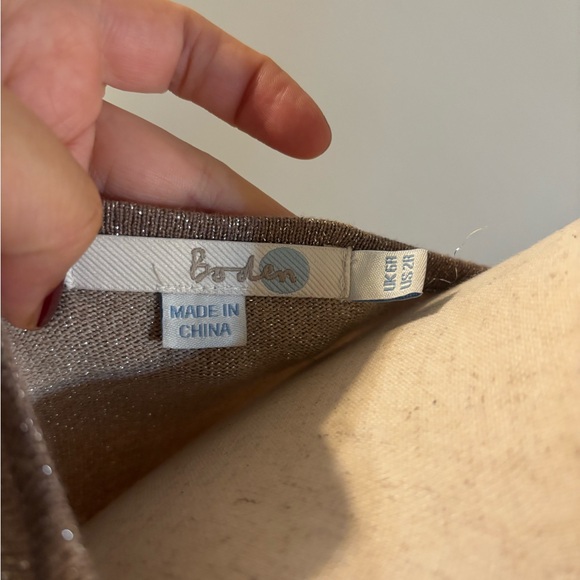 BODEN Milano Knit Sweater Dress Women Size 2R Fit Flare Gold Metallic Sparkle - Picture 5 of 5